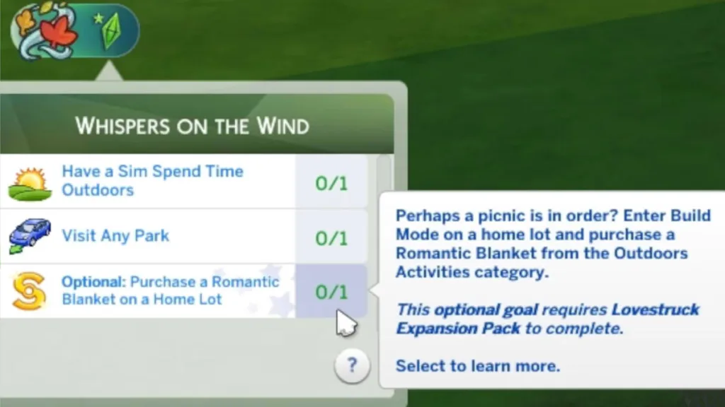 The Sims 4 Nature's Calling event missions