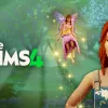 A picture of a smiling woman next to a fairy with the text 'The Sims 4' overlaid.