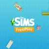A top-down picture of a pool with objects scattered around the side and the words "The Sims Freeplay" overlaid.