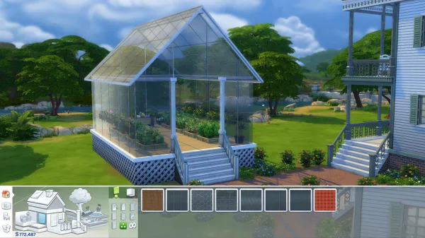 A picture of a conservatory outside in a suburban garden.
