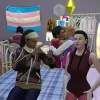 A busy bedroom full of Sims talking, hanging out, playing on the PC, and arguing.