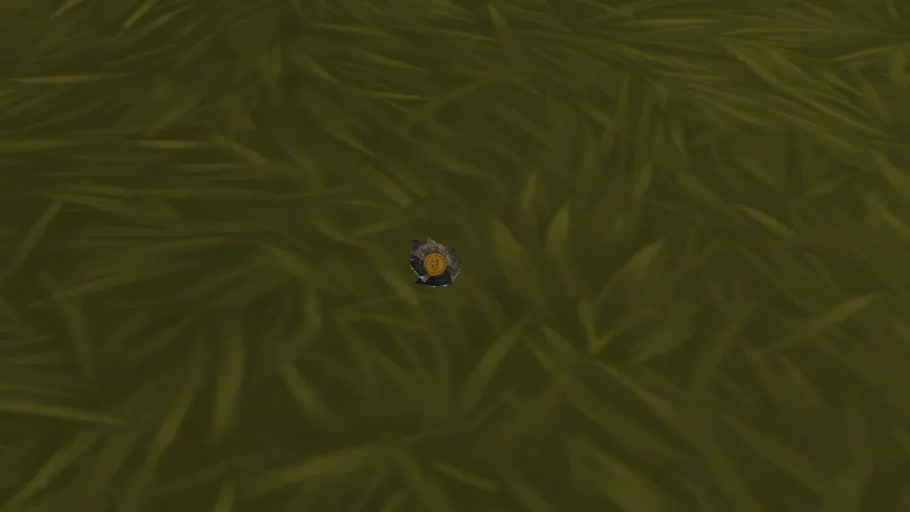 A money fruit in The Sims 4 lying on the grass.