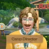 A Sim with a moustache and camp uniform at camp gibbi gibbi. They're a Camp Director.
