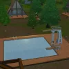 Two Sims diving in The Sims 4: Adventure Awaits in an outdoor pool with two different diving boards.