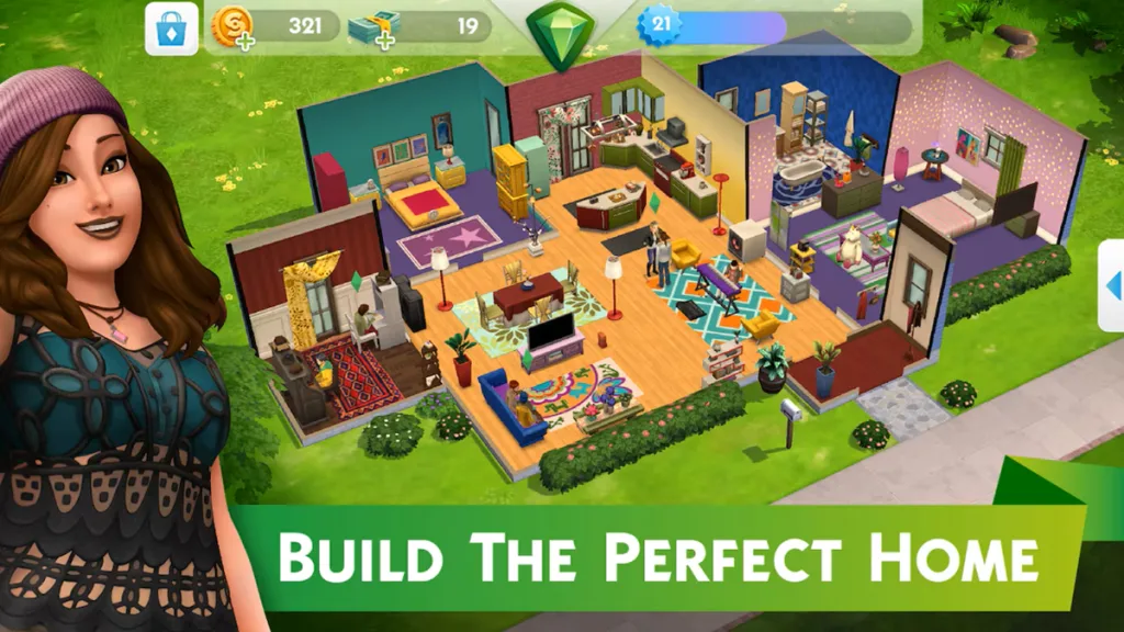 An overview of a house that is being decorated in isometric video-game fashion.