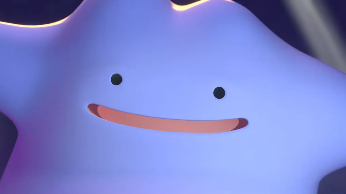 A close up of Ditto in Pokopia.